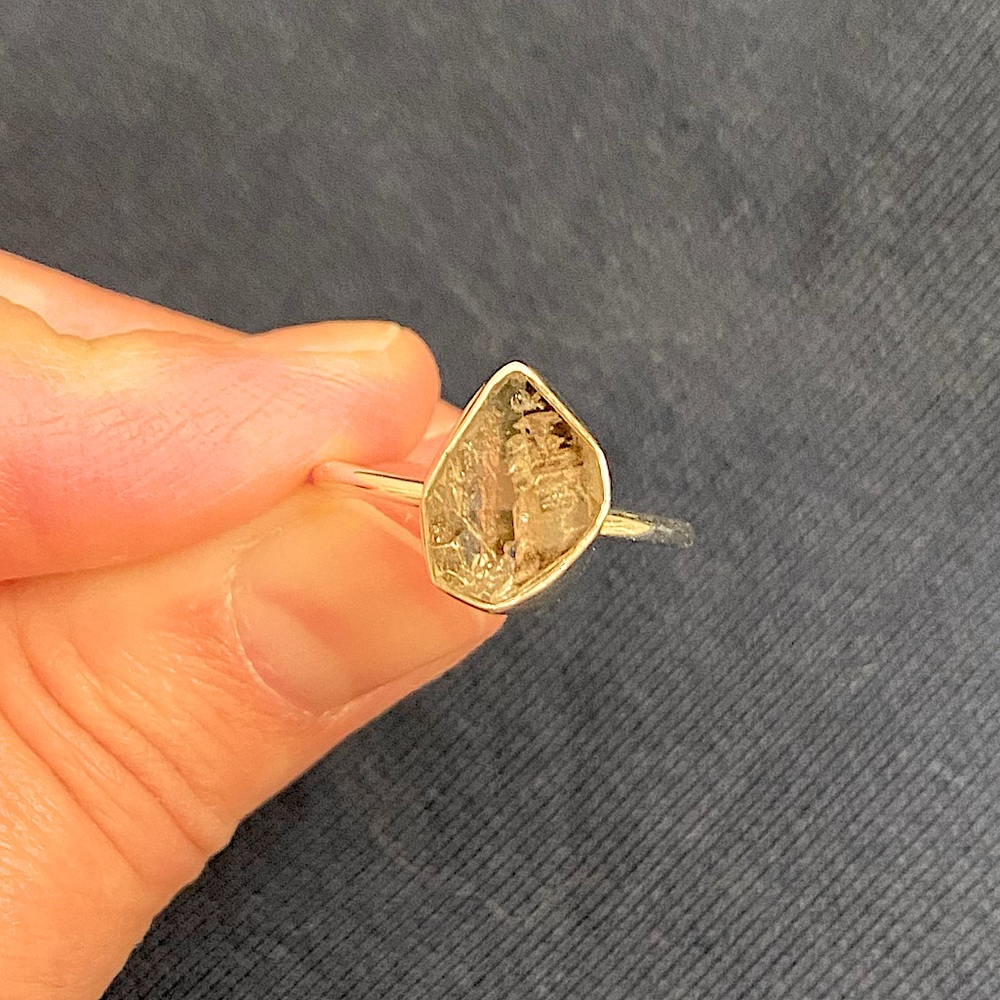 Herkimer diamond ring set in sterling silver, size 7.75